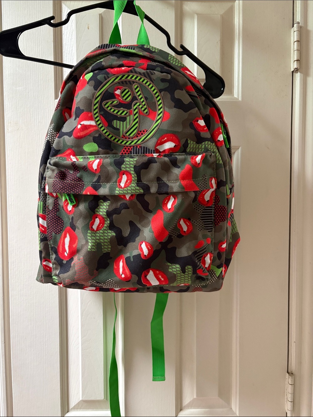 Unbranded Green Camo Lip Print Backpack